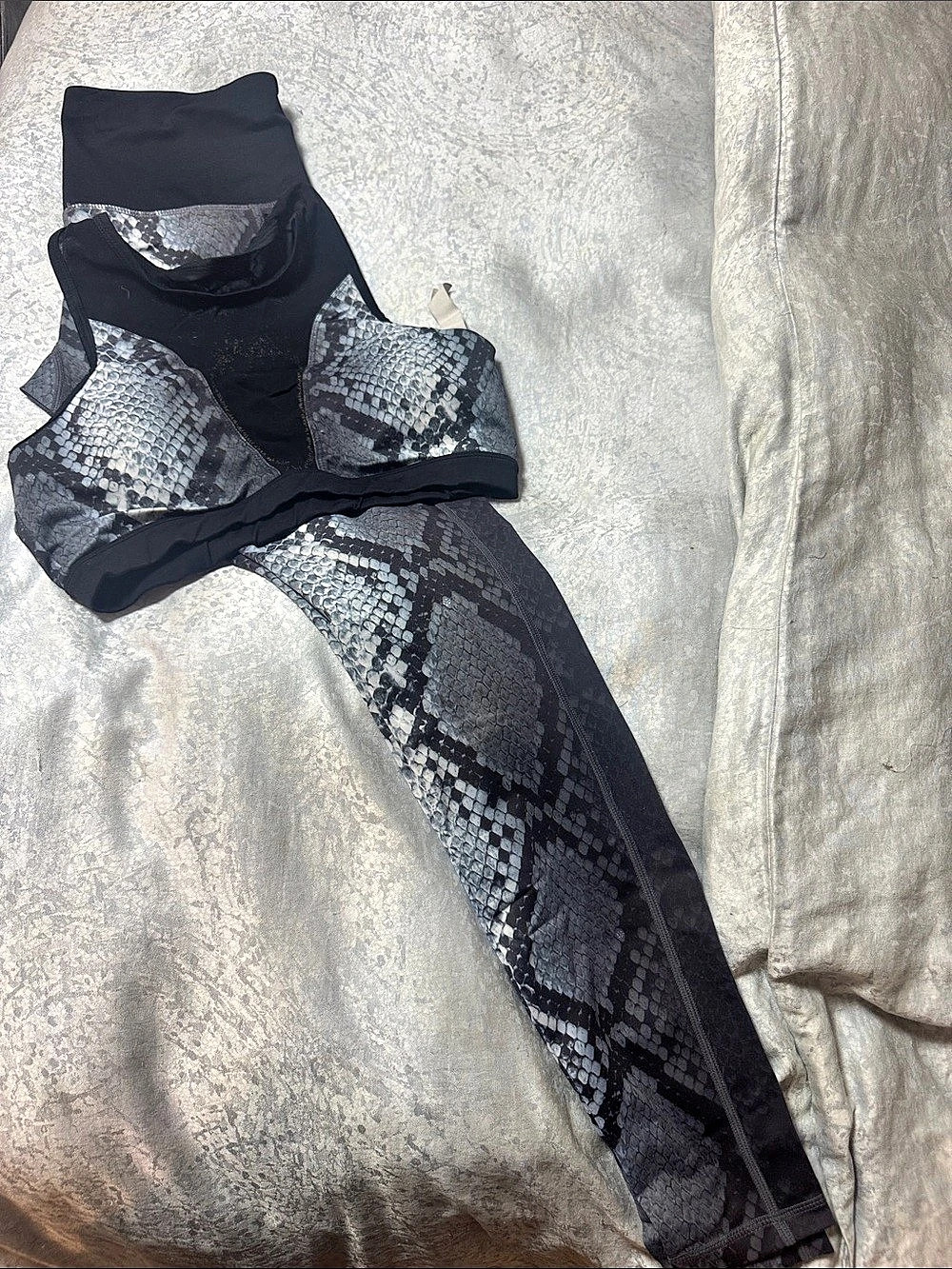 Just Live Women's Snake Print Athletic Leggings and Matching Bra